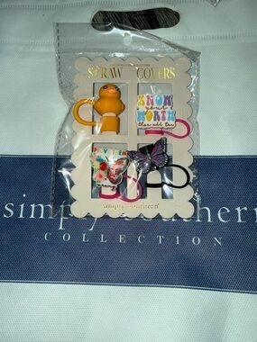 Simply Southern Yellow Duck and Multi-Color Butterfly Straw Covers